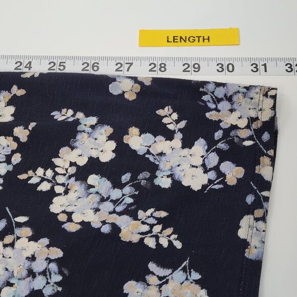 J Jill Floral Knit Midi Skirt Womens XS Petite XSP Navy Blue A Line Casual OO09X - Picture 6 of 6